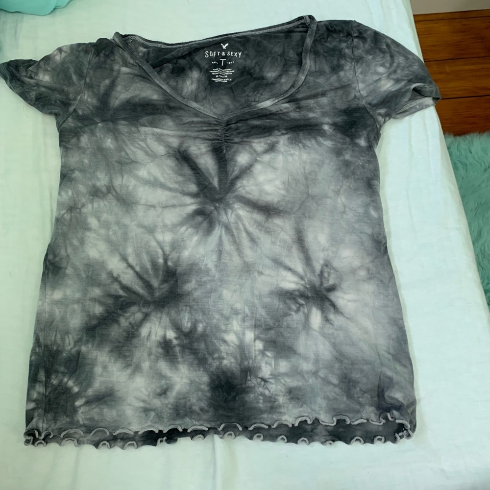 American eagle tie dye ruffle crop top